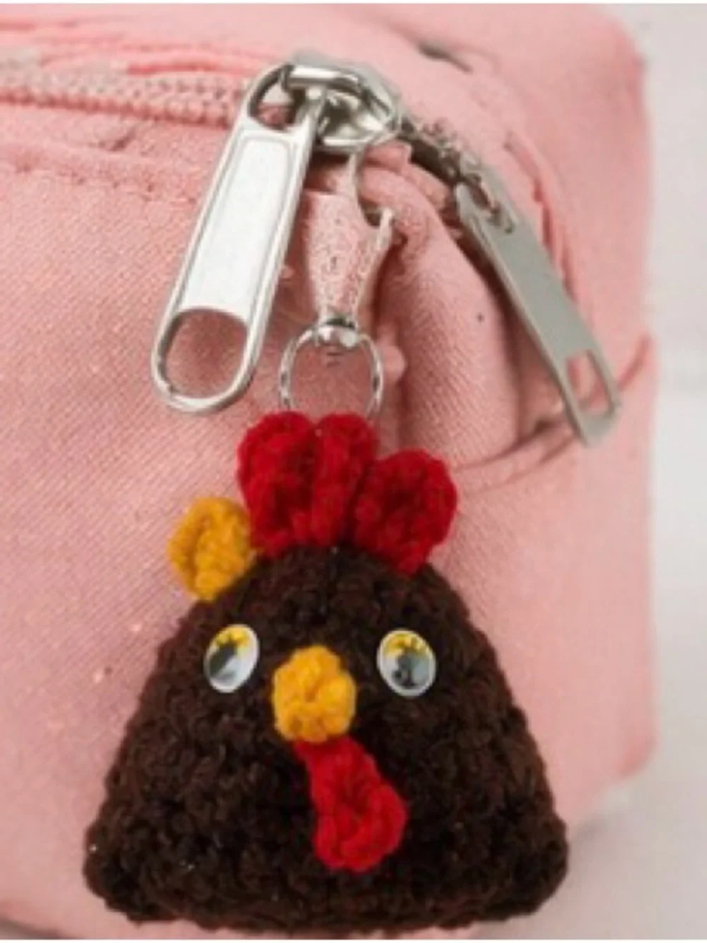 Handmade Crochet Chicken Keychain animal charm 1.5 inch for keys, bagpack purse